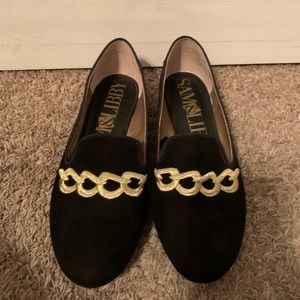 NWOT Sam & Libby Embroidered Chain Suede Flats